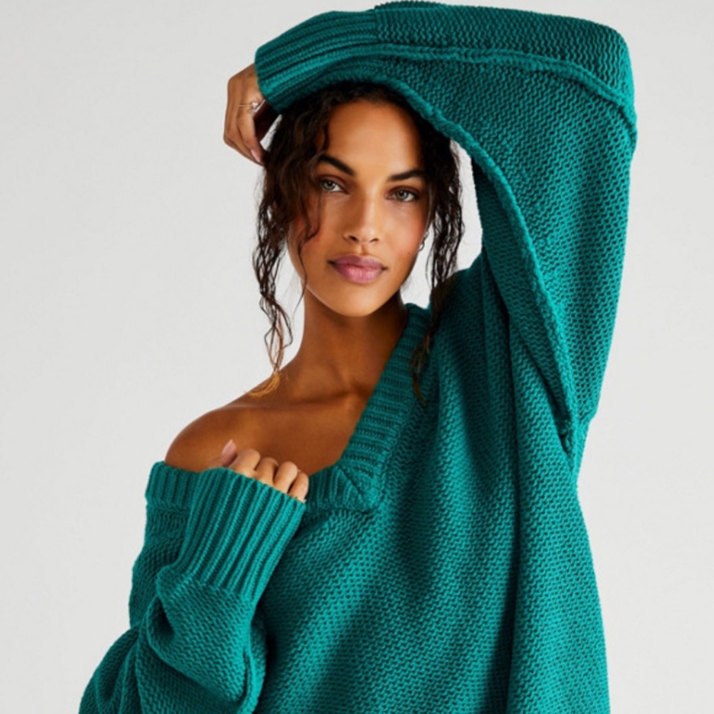 FP Movement by Free People Teal V-Neck Sweater